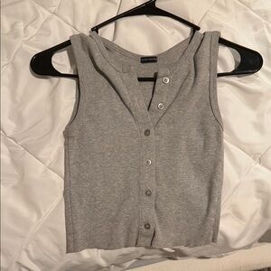 Brandy Melville Gray Buttoned Tank Top